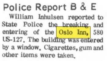 Bundy Hill Diner (Oslo Inn) - Jul 1968 Break-In